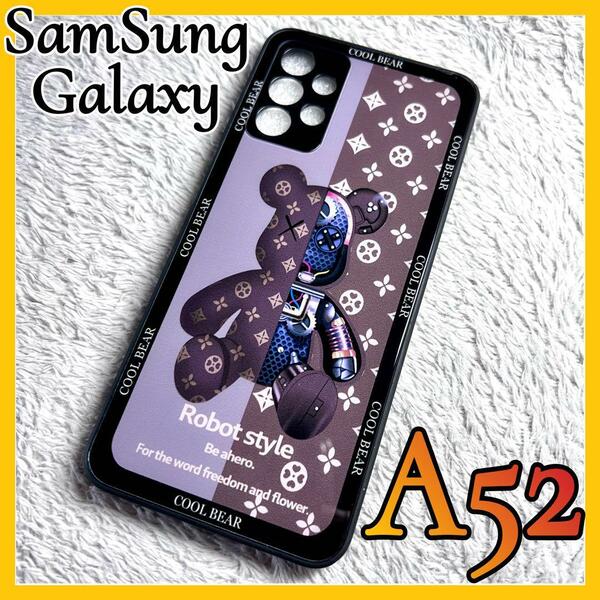 SamSung Galaxy A52 ケース TPU強化カラス　茶色　可愛い お洒落　BEAR カメラ保護　サムスン　ギャラクシーA52 カバー　ブラウン