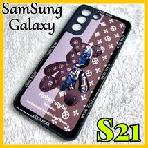 Samsung Galaxy s21ケース TPU強化カラス 茶色 可愛い熊 お洒落 BEAR カメラ保護 サムスン ギャラクシーs21カバー　ブラウン_画像1