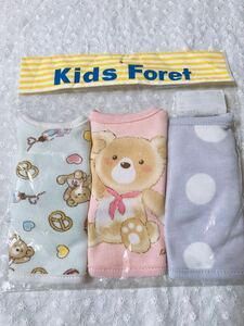 新品未開封 kIds foret キッズフォーレ スタイ3枚セット くま　ドット柄 よだれかけ