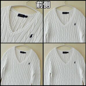 超美品 Ralph Lauren(ラルフローレン)ニット セーター XS(T155.B80cm)使用2回 ホワイト レディース ガールズ コットン 綿 ラルフローレン株の画像3