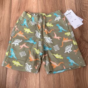 新品　ダイナソー　恐竜　半ズボン　ハーフパンツ　ショートパンツ　ショーパン　4分丈　男の子　カーキ　110 夏服　保育園　幼稚園