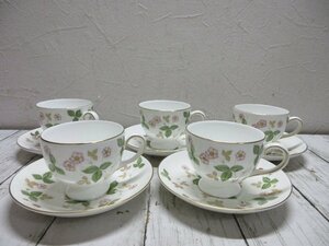 1.１円　　WEDGWOOD ウェッジウッド ワイルドストロベリー　カップ＆ソーサー 5客 【星見】