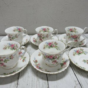 １円 ?ROYAL ALBERT ロイヤルアルバート MOSS ROSE モスローズ カップ&ソーサー ５客＋ソーサー 【星見】の画像1