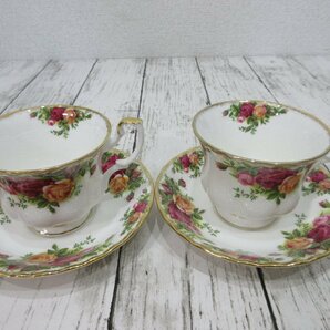 １円 ROYAL ALBERT ロイヤルアルバート カップ＆ソーサー 2客セット Old Country Rose オールドカントリーローズ 【星見】の画像1