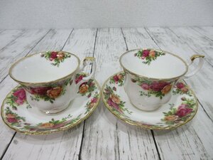 １円　ROYAL　ALBERT　ロイヤルアルバート　カップ＆ソーサー　2客セット　Old Country Rose オールドカントリーローズ 【星見】