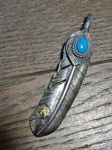  Goro's goro's on silver silver . turquoise &tataki metal attaching extra-large feather 