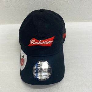 △【T-87】NEW ERA ニューエラ Budweiser 9TWENTY　ゴルフキャップ マグネットマーカー付き　コットン　ベルトアジャスター ブラック　帽子