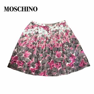 MOSCHINO モスキーノ 花柄 フレアスカート シルク US10 XL 大きいサイズ