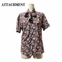 ATTACHMENT アタッチメント ボウタイ 半袖シャツ花柄 M メンズ _画像1