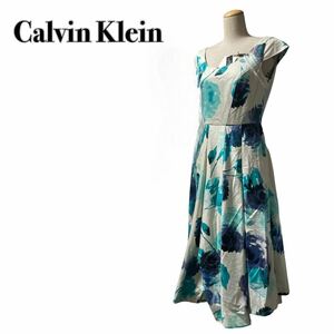 CALVIN KLEIN dresses ロングワンピース ドレス花柄　未使用タグ付き 2 M