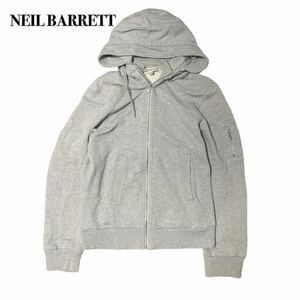 NEIL BARRETT ニール バレットジップアップ パーカーグレー 無地 フード M