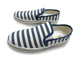 1 jpy ~L959 new goods Dedes jute to coil slip-on shoes shoes 25. border pattern NAVY×WHITE*