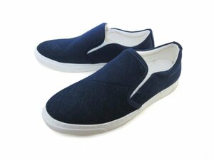 L105新品THE SHOP TK素材切替スリッポンスニーカー26㌢㌢NAVY♂