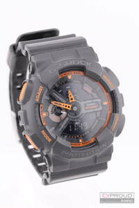 良品★R49 CASIO カシオ G-SHOCK ジーショック 腕時計 GA-110TS 20気圧防水 海外モデル LEDライト ブラック×オレンジ 動作確認済み