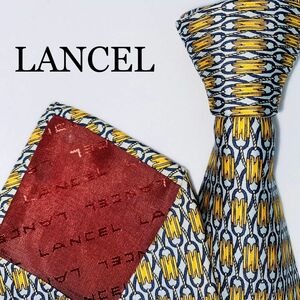 LANCEL ランセル　シルクネクタイ　高級　ブランド　フランス製　絹100% ネクタイ ビジネス シルク　総柄