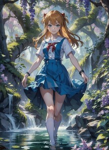 [13900], 新世紀エヴァンゲリオン, アスカ, A4 アート ポスター イラスト 同人 美少女 ファンアート アニメ