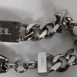 DIESEL ディーゼル チェーンブレスレット アクセサリー ブレスレット ロゴ×プレート STEEL ブレス シルバーカラー KD0504の画像3