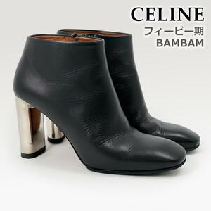 Период Фиби ◎ Celine Heal Boots Bang Bang Bambam Metal Hel черный черный серебряный серебряный серебряный Celine Короткая добыча
