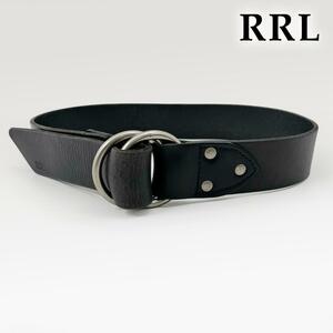 USA製◎ RRL ダブルRL ベルト リングベルト メンズ ラルフローレン 黒 ブラック レザー 本革