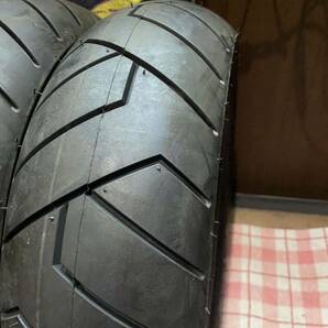 中古MCタイヤ バリ山 2023年製造 VeeRubber 120/70-12 130/70-12 セット 3923 K4767の画像4