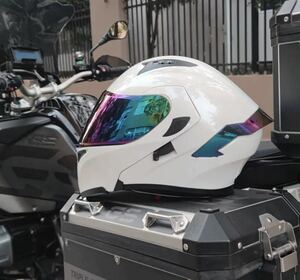 【送料無料】フルフェイスヘルメット ダブルレンズ付きオートバイ用ヘルメット,折りたたみ式,高品質, M〜2XL