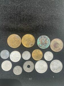 3大正昭和時代戦時古銭コインまとめ-14点硬貨銅貨アルミコレクション 古銭