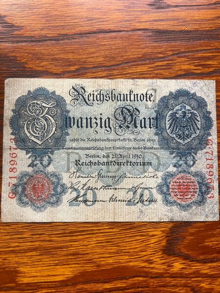 ドイツ戦時1910旧紙幣-20mark札票コレクション World Paper Money GERMANY 紙幣