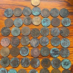 50点まとめ売り古銭硬貨貨幣-一銭銅幣昭和大正時代年号コインコレクション