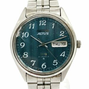 SEIKO ACTUS メンズ腕時計 SS 21石 自動巻き セイコー アクタス デイデイト 6306-7010 ブルー文字盤 alp古0220