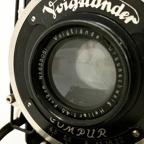 Voigtlander フォクトレンダー Heliar 1:4.5 12cm Rada フィルムホルダー付き 蛇腹カメラ alp川0415の画像6