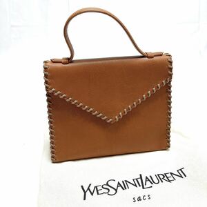 YVES SAINT LAURENT Yves Saint-Laurent кожа ручная сумочка Brown alp скала 0416