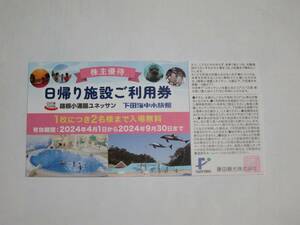 藤田観光 株主優待券 2枚 2024年9月迄 送料無料 箱根小湧園ユネッサン 下田海中水族館 