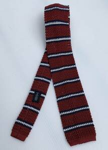 イタリー製 ★ シルク ニットタイ【RAVELLI ラベリ・Striped Silk Knit Tie】レッド＆ネイビー＆ホワイト ストライプ