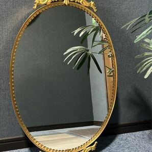 H65cm×W40cm ウォールミラー 鏡 壁掛け 大判 洋館 鏡 姿見 壁掛け式 カフェ アンティーク調 高級 ゴールドインテリア クラシック イタリアの画像1