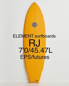 【新品未使用】ELEMENTsurfboards RJ7'0 YELLOW futures オーストラリア バイロンベイ サーフボードサーフィン　ミッドレングス