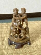 中国美術 猴子 壽山石彫刻 古美術品 唐物 置物 中国古玩 _画像1