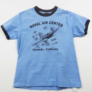 The REAL McCOY'S リアルマッコイズ 半袖 リンガー Tシャツ NAVAL AIR CENTER size 36 #18427 送料360円 アメカジ ミリタリー プリント Tee