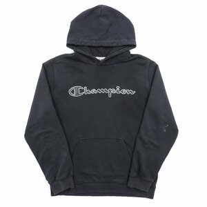 Champion チャンピオン スウェット パーカー ブラック size L #18476 アメカジ スエット ロゴ プリント