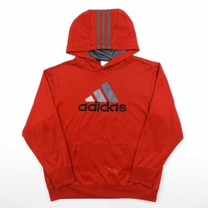 adidas アディダス スウェット パーカー ロゴ 刺繍 レッド size JP160 #18468 スエット アメカジ プルオーバー