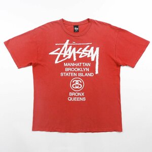 STUSSY ステューシー ワールドツアー 半袖Tシャツ レッド Size L #18630 送料360円 アメカジ Tee ストリート カジュアル スケート