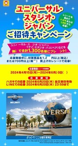 【2口】懸賞 応募 マルちゃん ユニバーサル・スタジオ・ジャパン 1デイスタジオパス ペアご招待 当たる