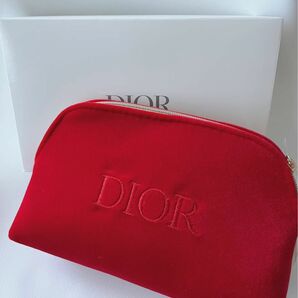 新品未使用 Dior ディオール　最新 ノベルティ ベロアポーチ　レッド