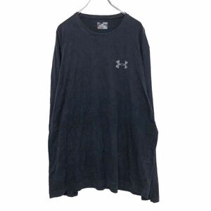 UNDER ARMOUR 長袖 プリント Tシャツ XL ブラック グレー アンダーアーマー ヒートギア ロンT 古着卸 アメリカ仕入 a510-6054