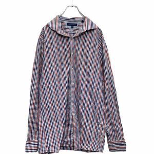 TOMMY HILFIGER 長袖 チェック柄 シャツ 16 1/2 レッド ネイビー トミーヒルフィガー 古着卸 アメリカ仕入 a510-5742