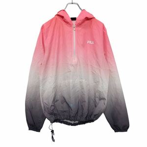 FILA mountain parka M pink white gray filler half Zip Logo gradation color old clothes . America buying up a510-5606