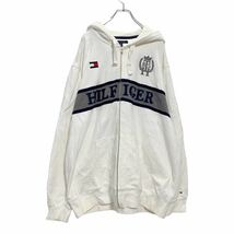 TOMMY HILFIGER ジップアップ ロゴ スウェット パーカー XXL ホワイト トミーヒルフィガー ビッグサイズ 古着卸 アメリカ仕入 a601-6329_画像1