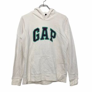 Gap ロゴ スウェット パーカー M ホワイト パープル グリーン ギャップ ポケット 古着卸 アメリカ仕入 a601-5987