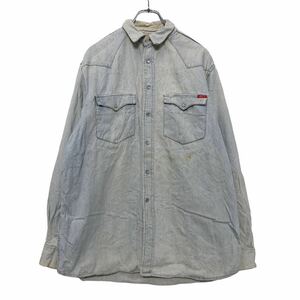 デニムシャツ M ライトブルー ポケット 古着卸 アメリカ仕入 a601-6701