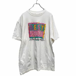 90s USA製 半袖 プリントTシャツ Lサイズ ベストグランマ 白 ホワイト 古着卸 アメリカ仕入 a602-6197