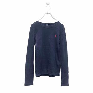 RALPH LAUREN SPORT 長袖 ロゴ Tシャツ レディース M ネイビー レッド 刺繍 古着卸 アメリカ仕入 a604-5977